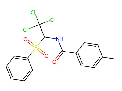 N-[1-(benzenesulfonyl)-2,2,2-trichloroethyl]-4-methylbenzamide structure