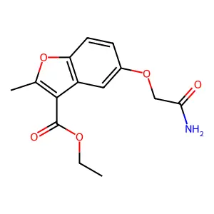 5-Carbamoylmethoxy-2-methyl-benzofuran-3-carboxylic acid ethyl ester structure