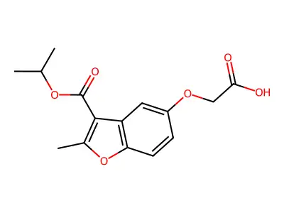 2-({2-Methyl-3-[(propan-2-yloxy)carbonyl]-1-benzofuran-5-yl}oxy)acetic acid structure