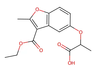 2-{[3-(Ethoxycarbonyl)-2-methyl-1-benzofuran-5-yl]oxy}propanoic acid structure