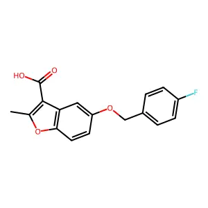 5-((4-Fluorobenzyl)oxy)-2-methylbenzofuran-3-carboxylic acid structure