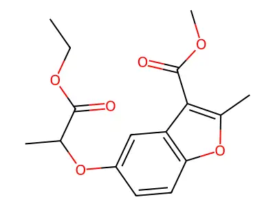 Methyl 5-[(1-ethoxy-1-oxopropan-2-yl)oxy]-2-methyl-1-benzofuran-3-carboxylate structure