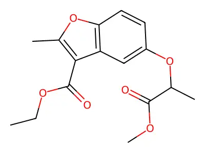 Ethyl 5-[(1-methoxy-1-oxopropan-2-yl)oxy]-2-methyl-1-benzofuran-3-carboxylate structure