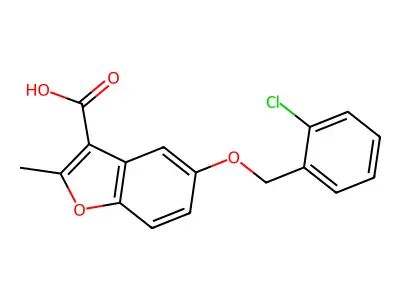 5-[(2-Chlorophenyl)methoxy]-2-methyl-1-benzofuran-3-carboxylic acid structure