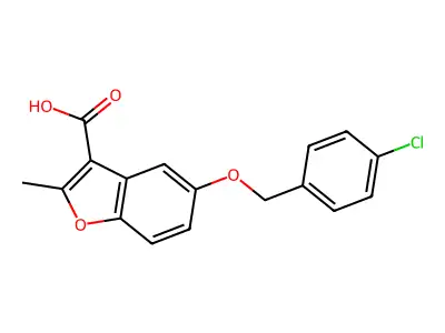 5-[(4-Chlorophenyl)methoxy]-2-methyl-1-benzofuran-3-carboxylic acid structure