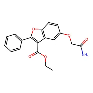 5-Carbamoylmethoxy-2-phenyl-benzofuran-3-carboxylic acid ethyl ester structure