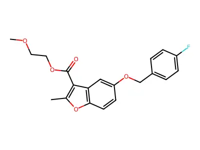 2-Methoxyethyl 5-[(4-fluorophenyl)methoxy]-2-methyl-1-benzofuran-3-carboxylate structure