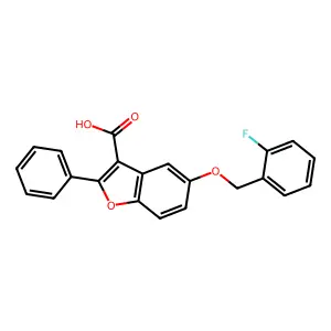 5-[(2-Fluorophenyl)methoxy]-2-phenyl-1-benzofuran-3-carboxylic acid structure