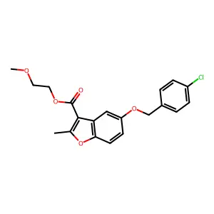 2-Methoxyethyl 5-[(4-chlorophenyl)methoxy]-2-methyl-1-benzofuran-3-carboxylate structure