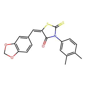 5-(2H-benzo[3,4-d]1,3-dioxolen-5-ylmethylene)-3-(3,4-dimethylphenyl)-2-thioxo-1,3-thiazolidin-4-one structure