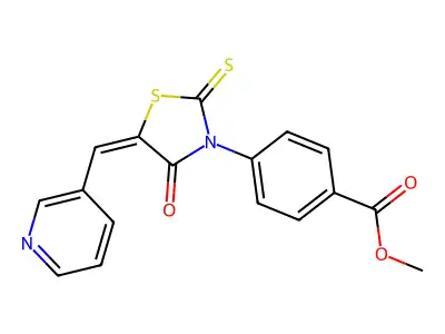 (E)-methyl 4-(4-oxo-5-(pyridin-3-ylmethylene)-2-thioxothiazolidin-3-yl)benzoate structure