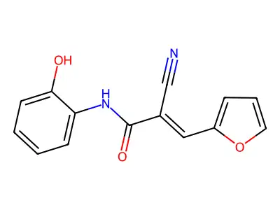 (E)-2-cyano-3-(furan-2-yl)-N-(2-hydroxyphenyl)acrylamide structure