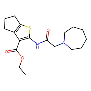 ethyl 2-[2-(azepan-1-yl)acetamido]-4H,5H,6H-cyclopenta[b]thiophene-3-carboxylate structure