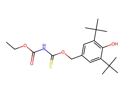 Ethyl N-{[(3,5-di-tert-butyl-4-hydroxyphenyl)methoxy]methanethioyl}carbamate structure