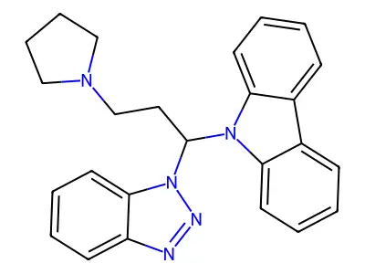 9-[1-(1H-1,2,3-Benzotriazol-1-yl)-3-(pyrrolidin-1-yl)propyl]-9H-carbazole structure
