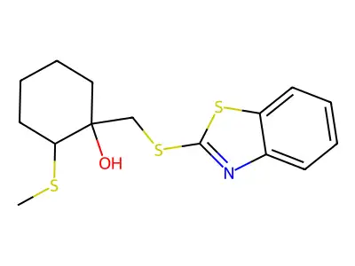1-[(2-Benzothiazolylthio)methyl]-2-(methylthio)cyclohexanol structure