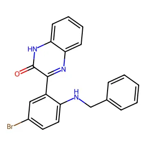 3-(2-(benzylamino)-5-bromophenyl)quinoxalin-2(1H)-one structure