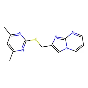 2-(((4,6-Dimethylpyrimidin-2-yl)thio)methyl)imidazo[1,2-a]pyrimidine structure