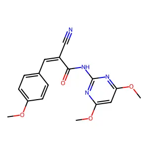 2-cyano-N-(4,6-dimethoxypyrimidin-2-yl)-3-(4-methoxyphenyl)prop-2-enamide structure