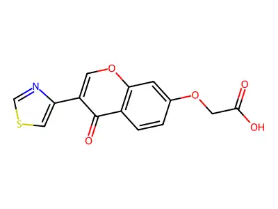 2-((4-oxo-3-(thiazol-4-yl)-4H-chromen-7-yl)oxy)acetic acid structure