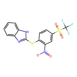 2-[2-nitro-4-(trifluoromethylsulfonyl)phenyl]sulfanyl-1H-benzimidazole structure