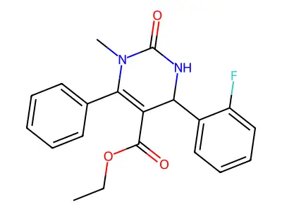 ethyl 4-(2-fluorophenyl)-1-methyl-2-oxo-6-phenyl-1,2,3,4-tetrahydropyrimidine-5-carboxylate structure