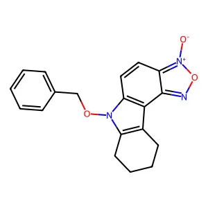 6-(benzyloxy)-7,8,9,10-tetrahydro-6H-[1,2,5]oxadiazolo[3,4-c]carbazole 3-oxide structure