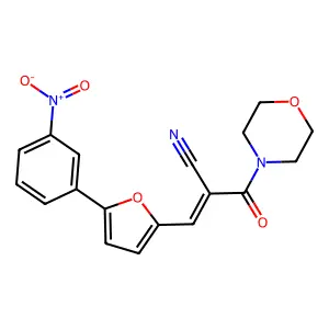 (E)-2-(morpholine-4-carbonyl)-3-(5-(3-nitrophenyl)furan-2-yl)acrylonitrile structure
