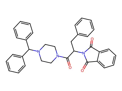 2-{1-[4-(diphenylmethyl)piperazin-1-yl]-1-oxo-3-phenylpropan-2-yl}-1H-isoindole-1,3(2H)-dione structure