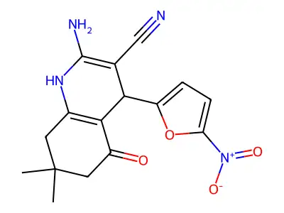2-Amino-1,4,5,6,7,8-hexahydro-7,7-dimethyl-4-(5-nitro-2-furanyl)-5-oxo-3-quinolinecarbonitrile structure