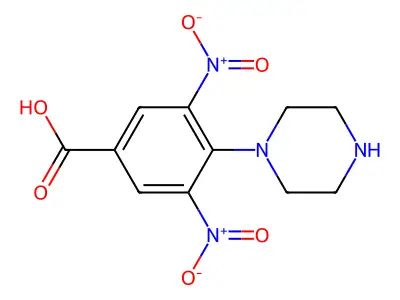 3,5-Dinitro-4-(piperazin-1-yl)benzoic acid structure