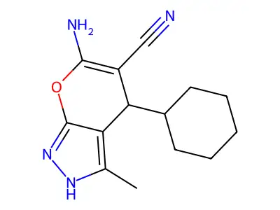 6-Amino-4-cyclohexyl-3-methyl-1,4-dihydropyrano[2,3-c]pyrazole-5-carbonitrile structure