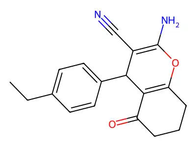 2-amino-4-(4-ethylphenyl)-5-oxo-5,6,7,8-tetrahydro-4H-chromene-3-carbonitrile structure