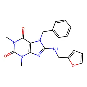 7-benzyl-8-((furan-2-ylmethyl)amino)-1,3-dimethyl-1H-purine-2,6(3H,7H)-dione structure