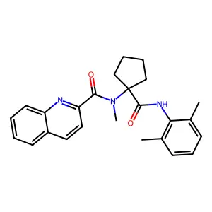N-[1-[(2,6-dimethylphenyl)carbamoyl]cyclopentyl]-N-methylquinoline-2-carboxamide structure
