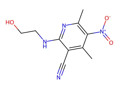 2-(2-Hydroxyethylamino)-4,6-dimethyl-5-nitropyridine-3-carbonitrile structure
