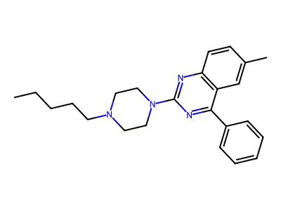 6-Methyl-2-(4-pentylpiperazin-1-yl)-4-phenylquinazoline structure