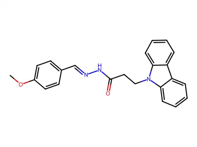 3-carbazol-9-yl-N-[(E)-(4-methoxyphenyl)methylideneamino]propanamide structure