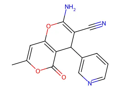 2-Amino-7-methyl-5-oxo-4-pyridin-3-yl-4H,5H-pyrano[4,3-b]pyran-3-carbonitrile structure