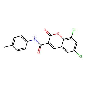 6,8-dichloro-N-(4-methylphenyl)-2-oxo-2H-chromene-3-carboxamide structure