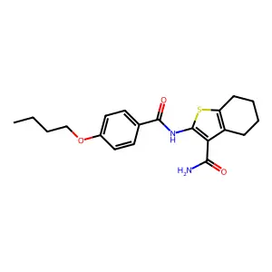 2-(4-Butoxybenzamido)-4,5,6,7-tetrahydro-1-benzothiophene-3-carboxamide structure