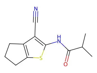 N-(3-cyano-5,6-dihydro-4H-cyclopenta[b]thiophen-2-yl)isobutyramide structure