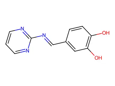 1,2-Benzenediol, 4-[(2-pyrimidinylimino)methyl]- structure
