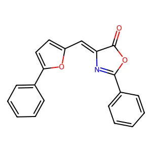 (4E)-2-phenyl-4-[(5-phenylfuran-2-yl)methylidene]-1,3-oxazol-5(4H)-one structure