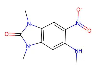 1,3-dimethyl-5-(methylamino)-6-nitro-1,3-dihydro-2H-benzimidazol-2-one structure