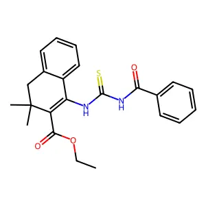ethyl 1-(benzoylcarbamothioylamino)-3,3-dimethyl-4H-naphthalene-2-carboxylate structure