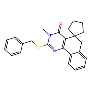 2-benzylsulfanyl-3-methylspiro[6H-benzo[h]quinazoline-5,1'-cyclopentane]-4-one structure