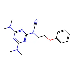 [4,6-Bis(dimethylamino)-1,3,5-triazin-2-yl]-(2-phenoxyethyl)cyanamide structure