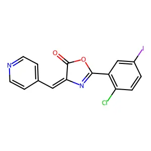 2-(2-Chloro-5-iodo-phenyl)-4-pyridin-4-ylmethylene-4H-oxazol-5-one structure