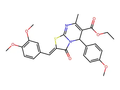ethyl 2-(3,4-dimethoxybenzylidene)-5-(4-methoxyphenyl)-7-methyl-3-oxo-2,3-dihydro-5H-[1,3]thiazolo[3,2-a]pyrimidine-6-carboxylate structure